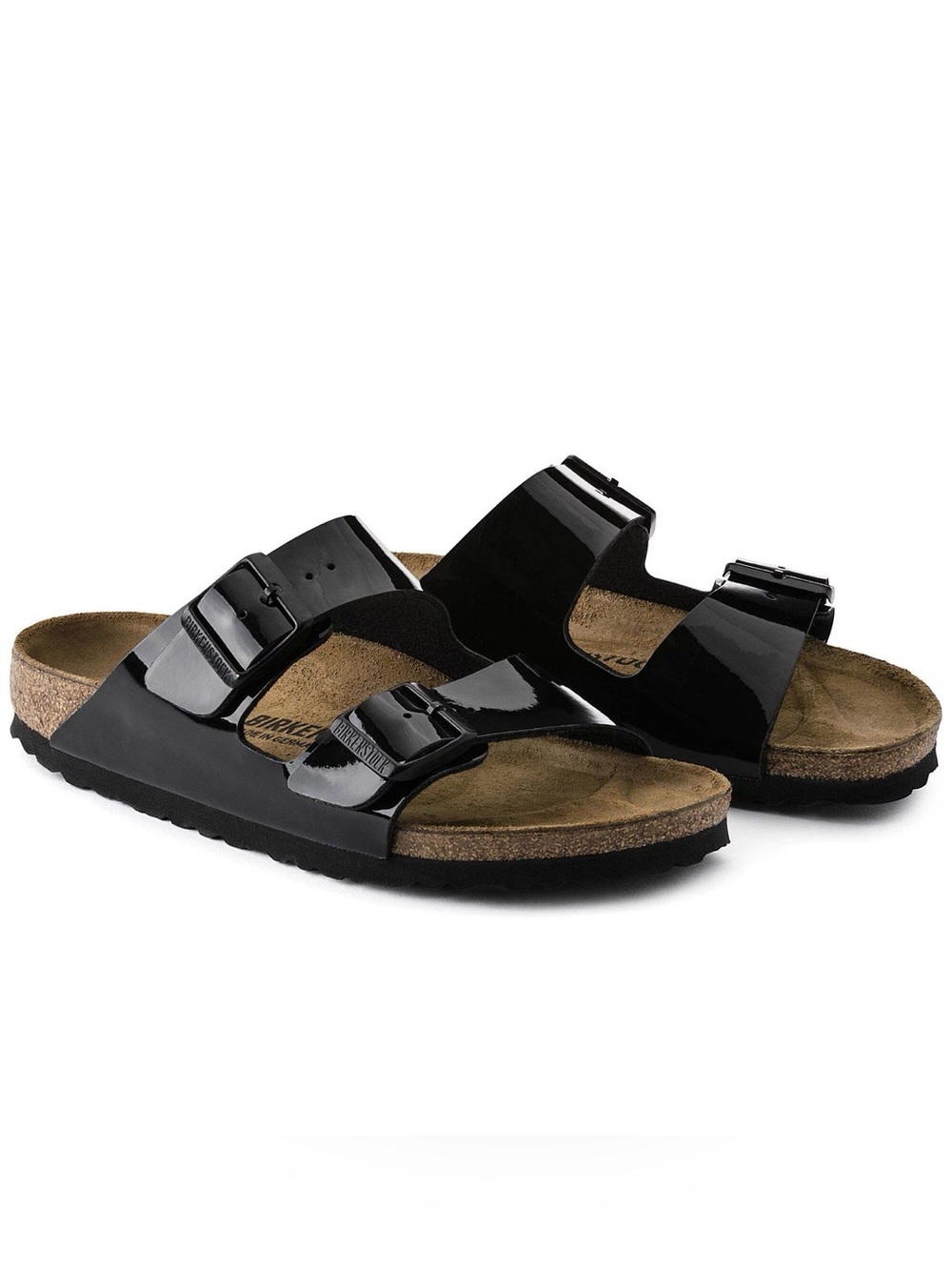 Birkenstock Arizona Birko Flor Black Patent 2 Strap Classic Sandals Sz 6 6.5 37